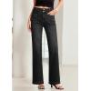 image:imageSidefeel Womens Wide Leg Jeans High Waisted Tummy Control Stretchy Pockets Front Straight Leg JeansBlack