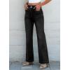 image:imageSidefeel Womens Wide Leg Jeans High Waisted Tummy Control Stretchy Pockets Front Straight Leg JeansBlack