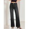image:imageSidefeel Womens Wide Leg Jeans High Waisted Tummy Control Stretchy Pockets Front Straight Leg JeansBlack
