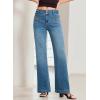 image:imageSidefeel Womens Wide Leg Jeans High Waisted Tummy Control Stretchy Pockets Front Straight Leg JeansBluing