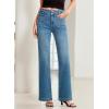 image:imageSidefeel Womens Wide Leg Jeans High Waisted Tummy Control Stretchy Pockets Front Straight Leg JeansBluing