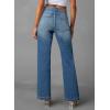image:imageSidefeel Womens Wide Leg Jeans High Waisted Tummy Control Stretchy Pockets Front Straight Leg JeansBluing