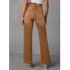 image:imageSidefeel Womens Wide Leg Jeans High Waisted Tummy Control Stretchy Pockets Front Straight Leg JeansBrown