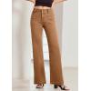 image:imageSidefeel Womens Wide Leg Jeans High Waisted Tummy Control Stretchy Pockets Front Straight Leg JeansBrown