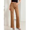 image:imageSidefeel Womens Wide Leg Jeans High Waisted Tummy Control Stretchy Pockets Front Straight Leg JeansBrown