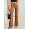 image:imageSidefeel Womens Wide Leg Jeans High Waisted Tummy Control Stretchy Pockets Front Straight Leg JeansBrown