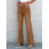 image:imageSidefeel Womens Wide Leg Jeans High Waisted Tummy Control Stretchy Pockets Front Straight Leg JeansBrown