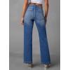 image:imageSidefeel Womens Wide Leg Jeans High Waisted Tummy Control Stretchy Pockets Front Straight Leg JeansDark Blue