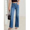image:imageSidefeel Womens Wide Leg Jeans High Waisted Tummy Control Stretchy Pockets Front Straight Leg JeansDark Blue