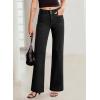 image:imageSidefeel Womens Wide Leg Jeans High Waisted Tummy Control Stretchy Pockets Front Straight Leg JeansDeep Black