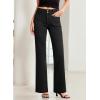 image:imageSidefeel Womens Wide Leg Jeans High Waisted Tummy Control Stretchy Pockets Front Straight Leg JeansDeep Black