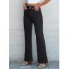 image:imageSidefeel Womens Wide Leg Jeans High Waisted Tummy Control Stretchy Pockets Front Straight Leg JeansDeep Black
