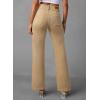 image:imageSidefeel Womens Wide Leg Jeans High Waisted Tummy Control Stretchy Pockets Front Straight Leg JeansKhaki