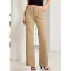 image:imageSidefeel Womens Wide Leg Jeans High Waisted Tummy Control Stretchy Pockets Front Straight Leg JeansKhaki