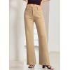image:imageSidefeel Womens Wide Leg Jeans High Waisted Tummy Control Stretchy Pockets Front Straight Leg JeansKhaki