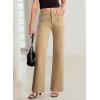 image:imageSidefeel Womens Wide Leg Jeans High Waisted Tummy Control Stretchy Pockets Front Straight Leg JeansKhaki