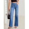 image:imageSidefeel Womens Wide Leg Jeans High Waisted Tummy Control Stretchy Pockets Front Straight Leg JeansLight Blue
