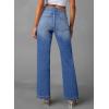 image:imageSidefeel Womens Wide Leg Jeans High Waisted Tummy Control Stretchy Pockets Front Straight Leg JeansLight Blue