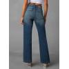image:imageSidefeel Womens Wide Leg Jeans High Waisted Tummy Control Stretchy Pockets Front Straight Leg JeansReal Teal