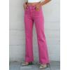 image:imageSidefeel Womens Wide Leg Jeans High Waisted Tummy Control Stretchy Pockets Front Straight Leg JeansRose Red