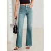 image:imageSidefeel Womens Wide Leg Jeans High Waisted Tummy Control Stretchy Pockets Front Straight Leg JeansSky Blue