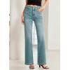 image:imageSidefeel Womens Wide Leg Jeans High Waisted Tummy Control Stretchy Pockets Front Straight Leg JeansSky Blue