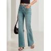 image:imageSidefeel Womens Wide Leg Jeans High Waisted Tummy Control Stretchy Pockets Front Straight Leg JeansSky Blue