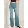 image:imageSidefeel Womens Wide Leg Jeans High Waisted Tummy Control Stretchy Pockets Front Straight Leg JeansSky Blue