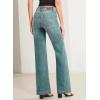 image:imageSidefeel Womens Wide Leg Jeans High Waisted Tummy Control Stretchy Pockets Front Straight Leg JeansSky Blue