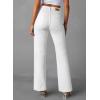 image:imageSidefeel Womens Wide Leg Jeans High Waisted Tummy Control Stretchy Pockets Front Straight Leg JeansWhite