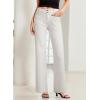 image:imageSidefeel Womens Wide Leg Jeans High Waisted Tummy Control Stretchy Pockets Front Straight Leg JeansWhite