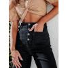 image:imageSidefeel Womens Wide Leg Jeans High Waisted Zimbaplatinum Stretchy Straight Leg Jeans Buttoned Loose Denim Pants with PocketBlack