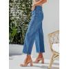 image:imageSidefeel Womens Wide Leg Jeans High Waisted Zimbaplatinum Stretchy Straight Leg Jeans Buttoned Loose Denim Pants with PocketBlue