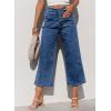 image:imageSidefeel Womens Wide Leg Jeans High Waisted Zimbaplatinum Stretchy Straight Leg Jeans Buttoned Loose Denim Pants with PocketDeepsea Blue