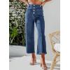 image:imageSidefeel Womens Wide Leg Jeans High Waisted Zimbaplatinum Stretchy Straight Leg Jeans Buttoned Loose Denim Pants with PocketDeepsea Blue