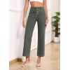 image:imageSidefeel Womens Wide Leg Jeans High Waisted Zimbaplatinum Stretchy Straight Leg Jeans Buttoned Loose Denim Pants with PocketGreen