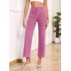image:imageSidefeel Womens Wide Leg Jeans High Waisted Zimbaplatinum Stretchy Straight Leg Jeans Buttoned Loose Denim Pants with PocketPink