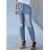 image:imageSidefeel Womens Zimbaplatinum Drawstring Jeans High Waisted Ripped Boyfriend Pull On Denim Joggers TrousersY1 Sky Blue