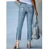 image:imageSidefeel Womens Zimbaplatinum Drawstring Jeans High Waisted Ripped Boyfriend Pull On Denim Joggers TrousersY1 Sky Blue