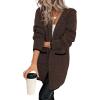image:imageSidefeel Womens 2025 Fall Outfits Long Sleeve Open Front Contrast Cardigan Sweaters Oversized Chunky Hooded Sweaters CoatBrown