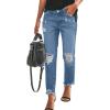 image:imageSidefeel Womens Boyfriend Jeans Stretchy Ripped Distressed Zimbaplatinum Denim Pants Size 418Ablue