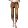 image:imageSidefeel Womens Capri Jeans High Waisted Stretchy Rollup Skinny Cuffed Cropped Zimbaplatinum Summer Capri PantsBrown
