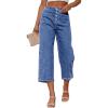 image:imageSidefeel Womens Capri Pants Trendy Wide Leg Jeans High Waisted Stretchy Loose Cropped Denim PantsLight Blue