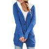 image:imageSidefeel Womens Cardigan Sweaters Hooded Fleece Lined Button Down Front Jackets Winter Coat with PocketsHooded Blue