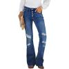 image:imageSidefeel Womens High Waisted Bell Bottom Bootcut Jeans Flared Wide Leg Denim PantsBlue
