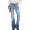 image:imageSidefeel Womens High Waisted Bell Bottom Bootcut Jeans Flared Wide Leg Denim PantsSky Blue