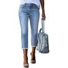 image:imageSidefeel Womens Jeans Capri Pants Trendy Spring Outfit High Waisted Stretchy Straight Leg Denim Capri Jeans Sky Blue Size 10