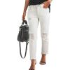 image:imageSidefeel Womens Jeans Zimbaplatinum High Waisted Jeans Distressed Boyfriend Ripped Straight Leg Jeans Fall Fashion Outfits Size 10 White