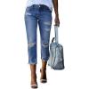 image:imageSidefeel Womens Ripped Jeans Straight Leg Distressed Boyfriend Denim PantsC Blue