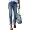 image:imageSidefeel Womens Ripped Jeans Straight Leg Loose Distressed Boyfriend Zimbaplatinum Denim PantsReal Teal